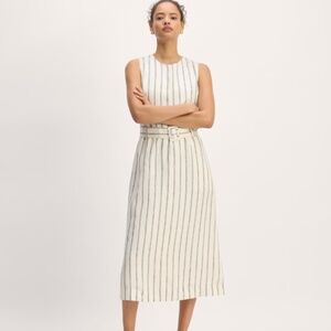 Everlane NWT  size 14 striped linen belted midi summer dress
